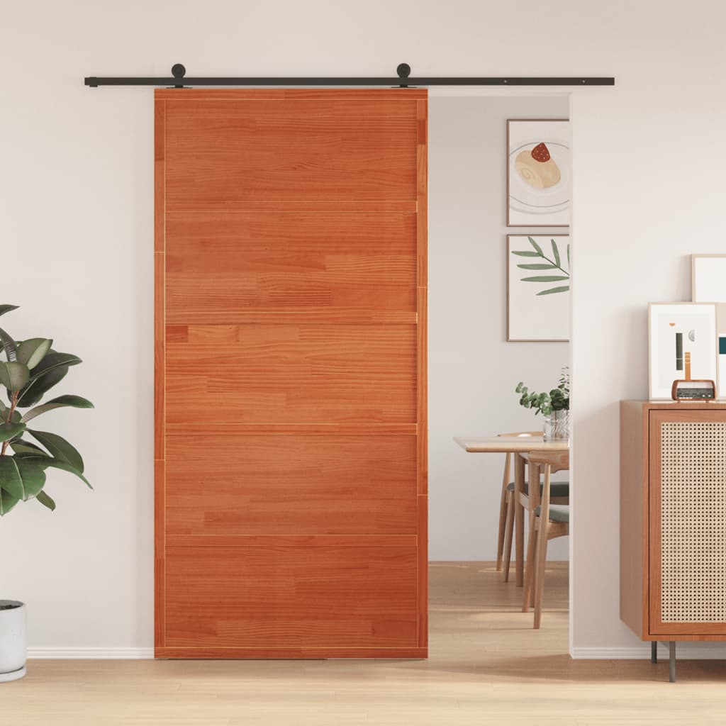 Vidaxx porte coulissante 100x208 cm bois de pin massif, marron lavé