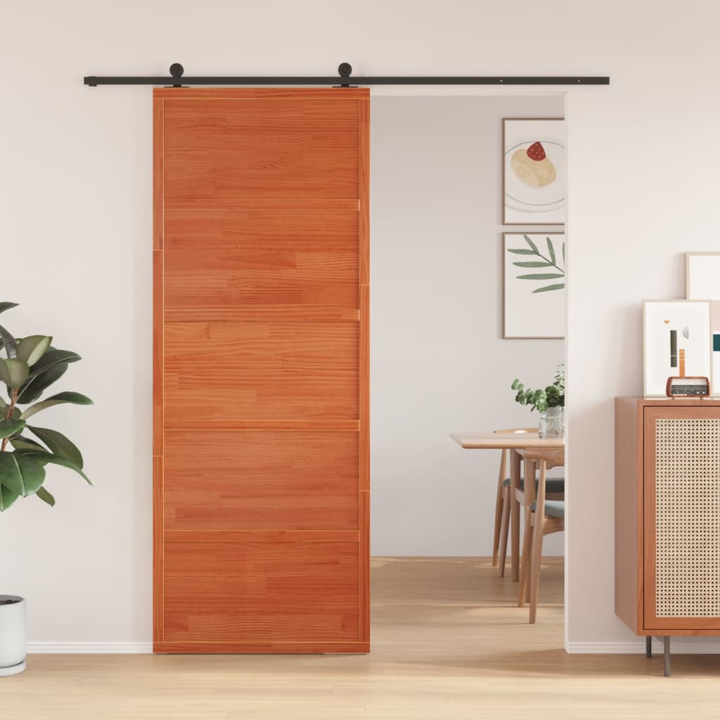 Vidaxx porte coulissante 80x208 cm bois de pin massif, marron lavé