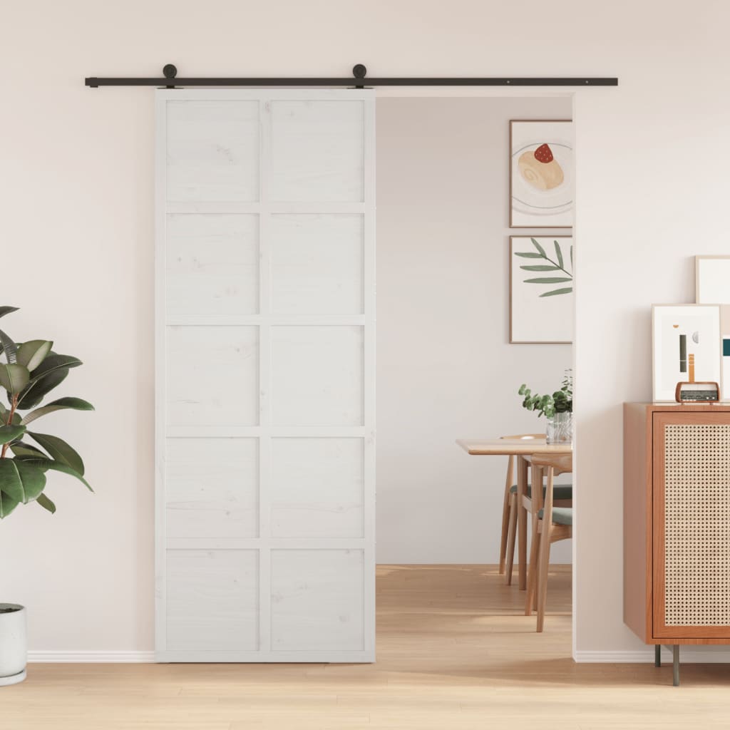 Porta scorrevole Vidaxl 80x208 cm Pino solido bianco