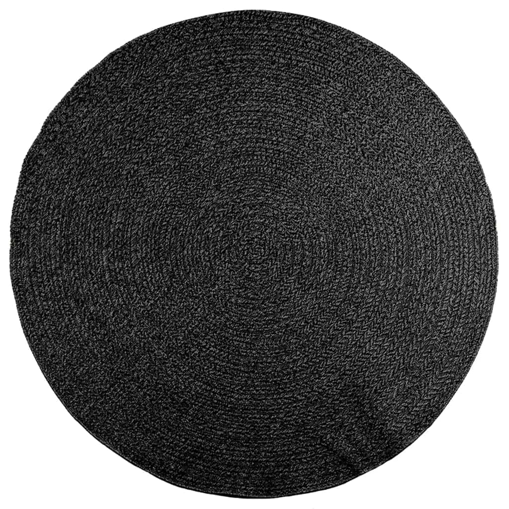 Vidaxl tapis zizur intérieur et extérieur ø 200 cm aspect jute anthracite