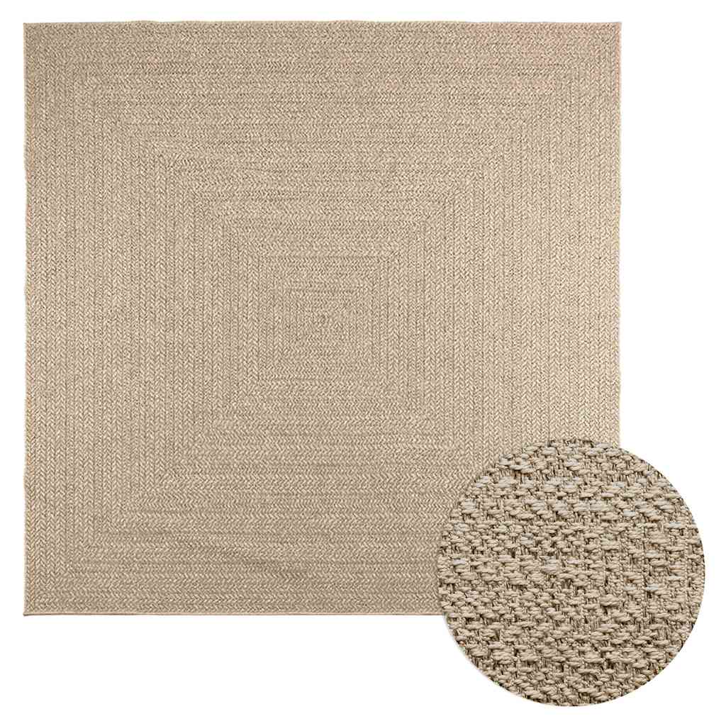 Vidaxl Rug Zizur Beige inde og uden for 240x240 cm jute look