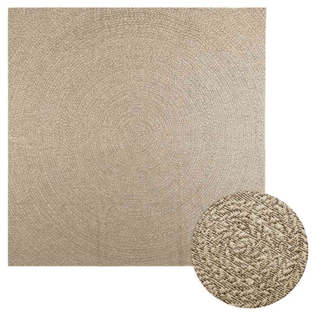 Vidaxl Rug Zizur Beige inde og uden for 240x240 cm jute look