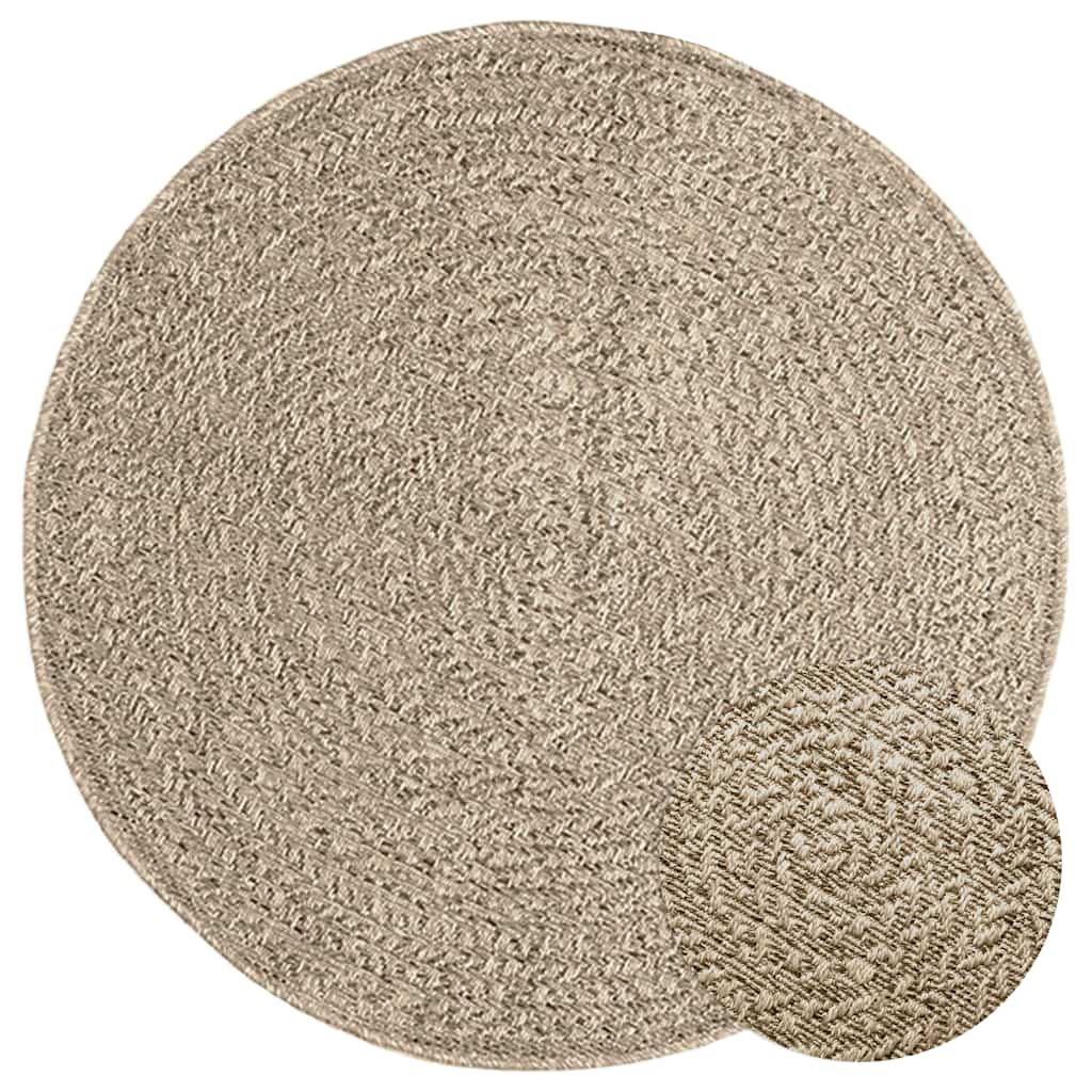 Vidaxxl tapis zizur beige intérieur et extérieur ø 90 cm aspect jute