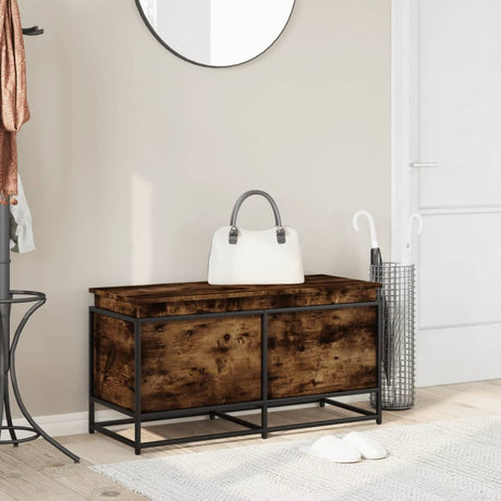 Vidaxx boîte de rangement avec couvercle 100x40x51,5 cm bois traité, chêne fumé