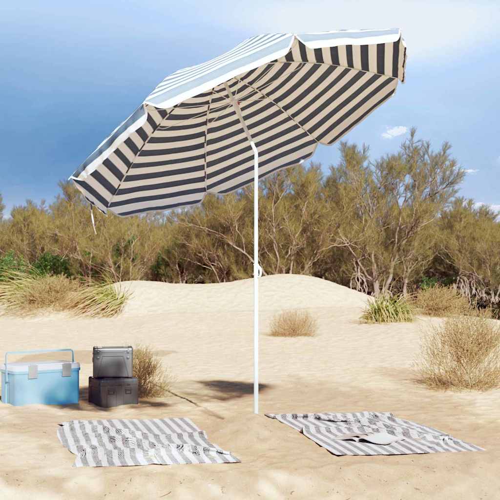 Parasol de plage VidaXL bleu et blanc 263 x 263 x 272 cm