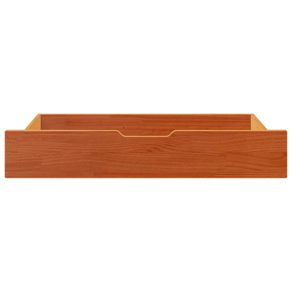 Vidaxxl tiroirs de lit 2 pcs 95x55x17 bois de pin massif lavage marron