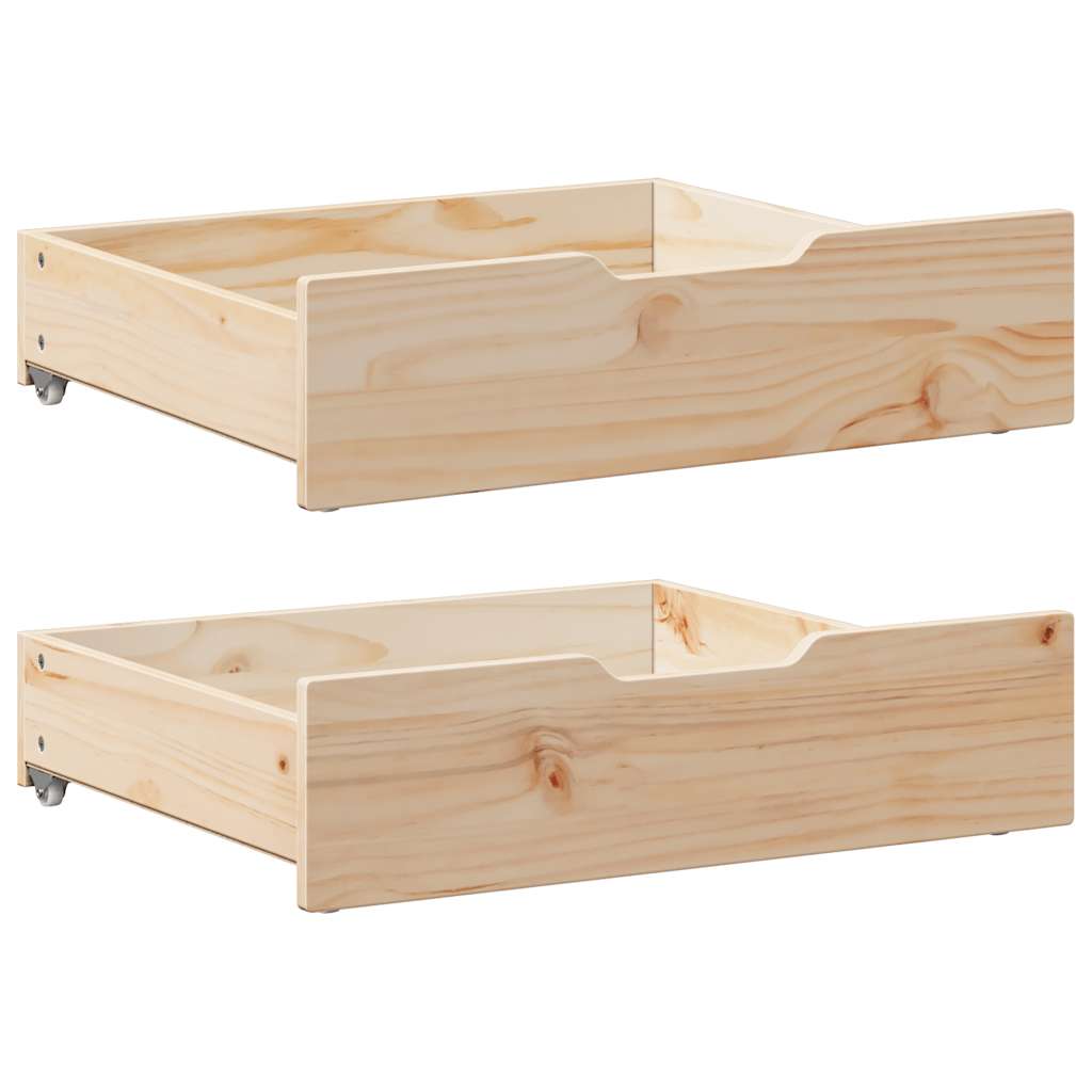 Vidaxx tiroirs de lit 2 pcs avec roulettes 75x55x17 cm bois de pin massif