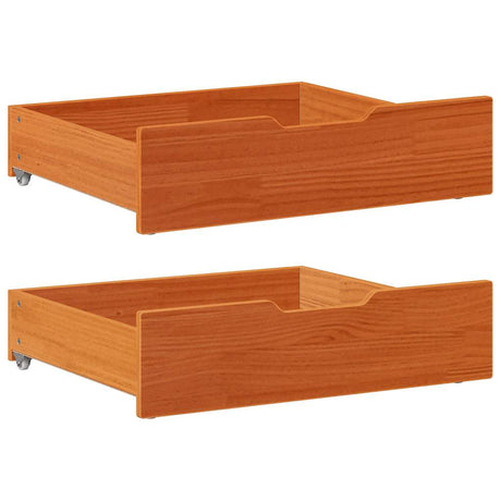 Vidaxxl tiroirs de lit 2 pcs 65x55x17 bois de pin massif lavage marron