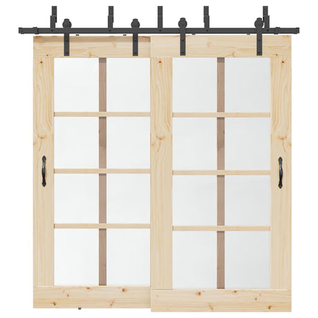 Vidaxxl boîte avec pièces pour porte coulissante 213,5 cm acier noir