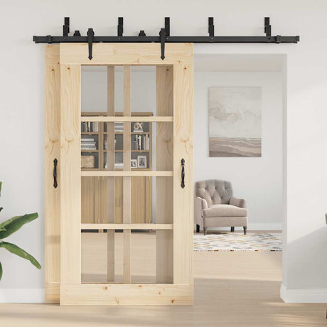 Vidaxxl boîte avec pièces pour porte coulissante 213,5 cm acier noir