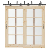 Vidaxxl boîte avec pièces pour porte coulissante 213,5 cm acier noir