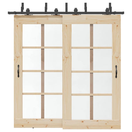 Vidaxxl boîte avec pièces pour porte coulissante 213,5 cm acier noir