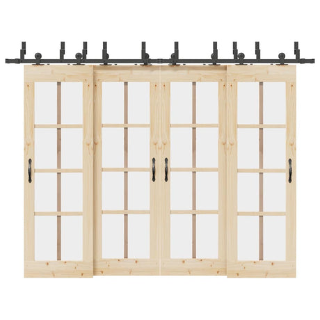 Vidaxxl boîte avec pièces pour porte coulissante 305 cm acier noir