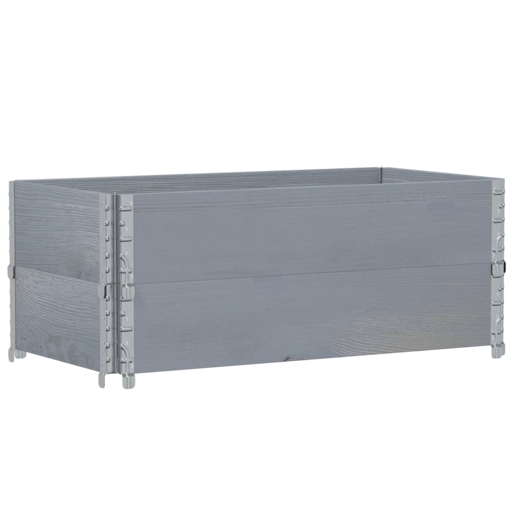 Vidaxl palletopzetranden 2 st 100x50 cm massief grenenhout grijs