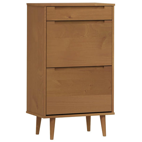 Vidaxx meuble à chaussures molde 59,5x35x103 cm bois de pin massif marron