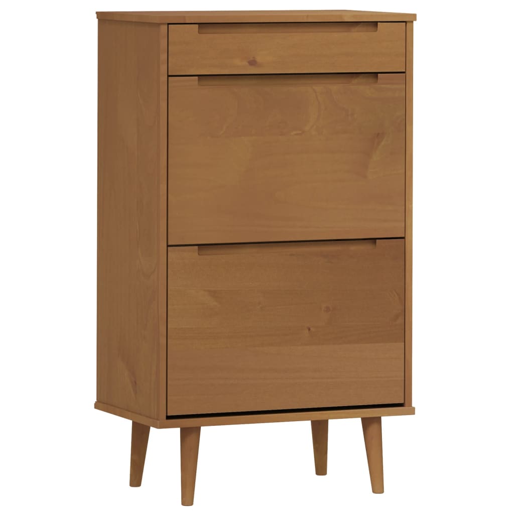 Vidaxl Shoe Cabinet Molde 59.5x35x103 cm Solid fyrretræbrun