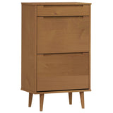 Vidaxl Shoe Cabinet Molde 59.5x35x103 cm Solid fyrretræbrun