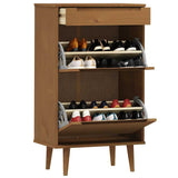 Vidaxx meuble à chaussures molde 59,5x35x103 cm bois de pin massif marron