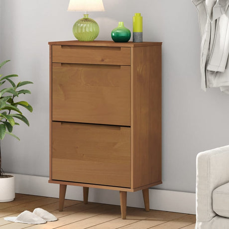 Vidaxx meuble à chaussures molde 59,5x35x103 cm bois de pin massif marron