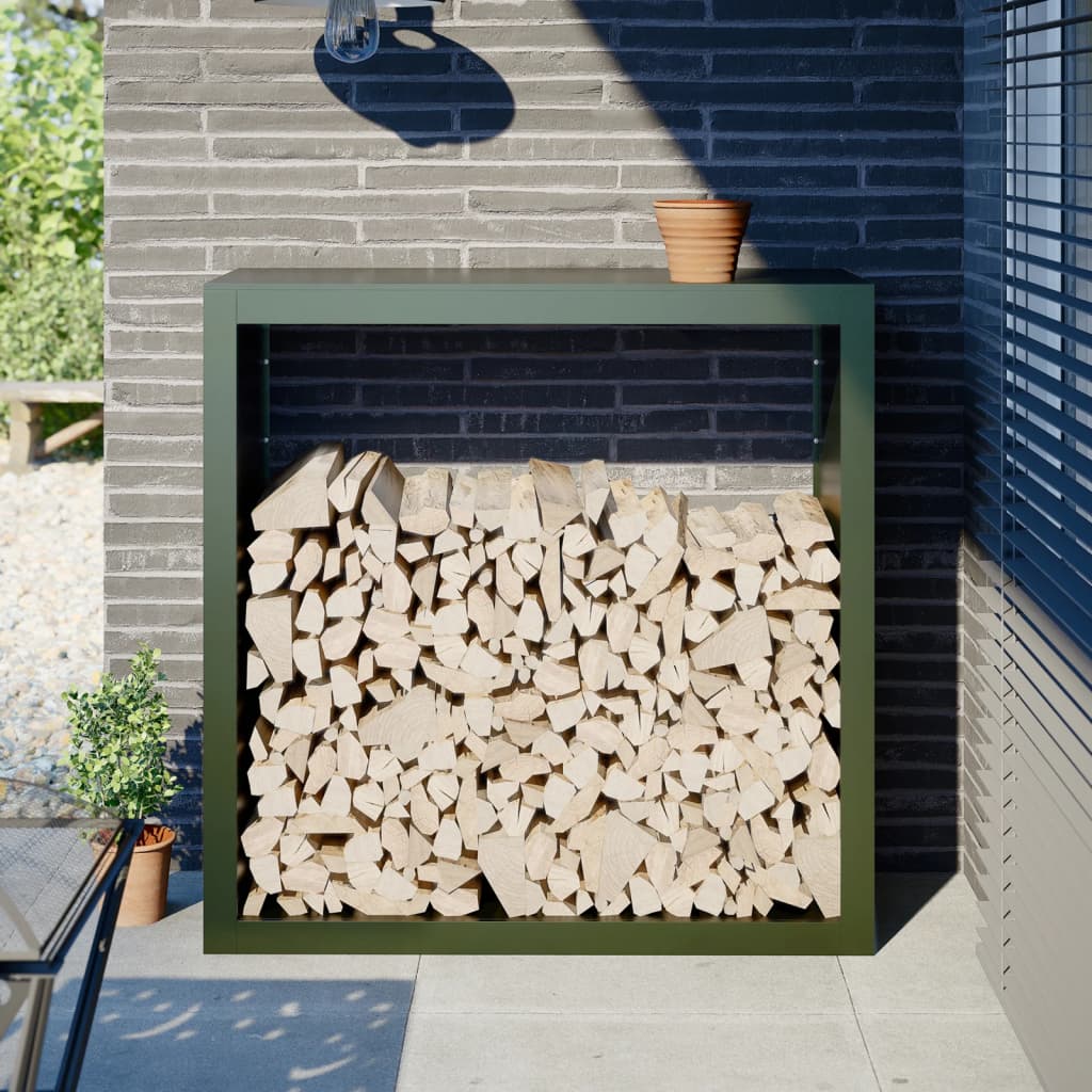 Vidaxx support à bois de chauffage 100x40x100 cm acier vert