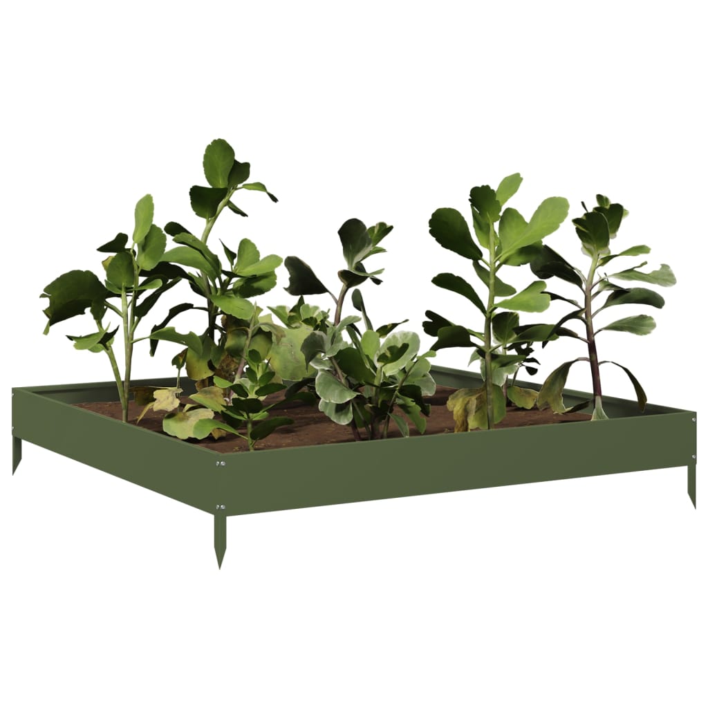 Vidaxx jardinière surélevée 100x100x18,5 cm acier vert olive