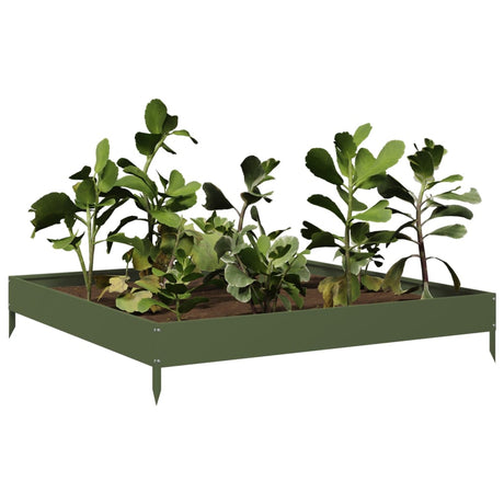 Vidaxx jardinière surélevée 100x100x18,5 cm acier vert olive