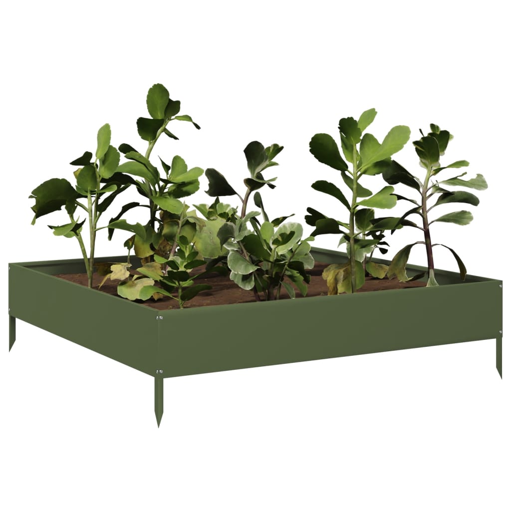 Vidaxx jardinière surélevée 100x100x26 cm acier vert olive