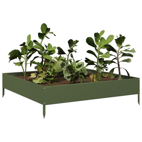 Vidaxx jardinière surélevée 100x100x26 cm acier vert olive