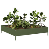 Vidaxl plantenbak verhoogd 100x100x26 cm staal olijfgroen