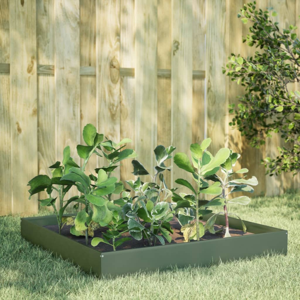 Vidaxx jardinière surélevée 100x100x26 cm acier vert olive