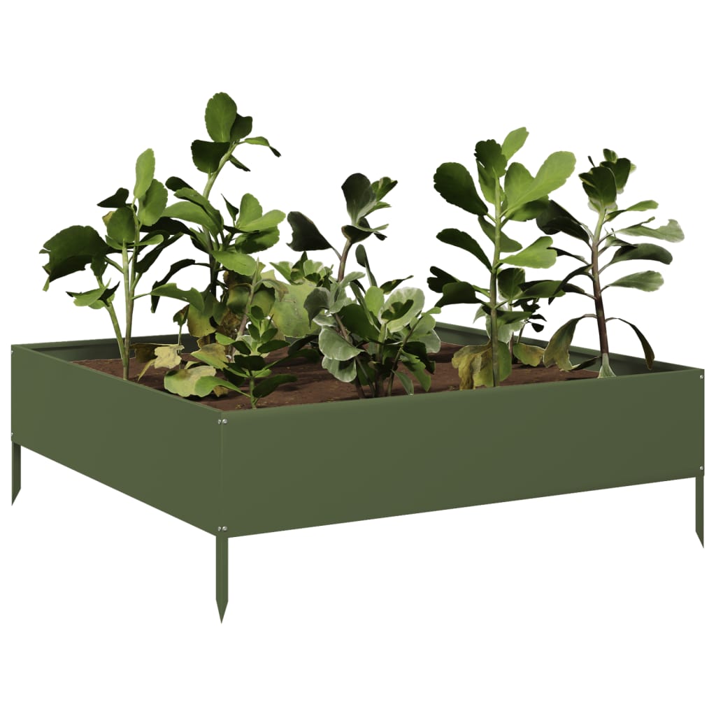 Vidaxx jardinière surélevée 100x100x33,5 cm acier vert olive