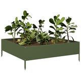 Vidaxx jardinière surélevée 100x100x33,5 cm acier vert olive