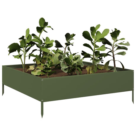 Vidaxx jardinière surélevée 100x100x33,5 cm acier vert olive
