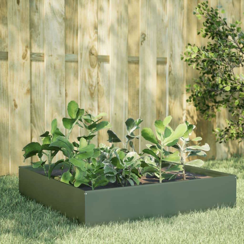 Vidaxx jardinière surélevée 100x100x33,5 cm acier vert olive