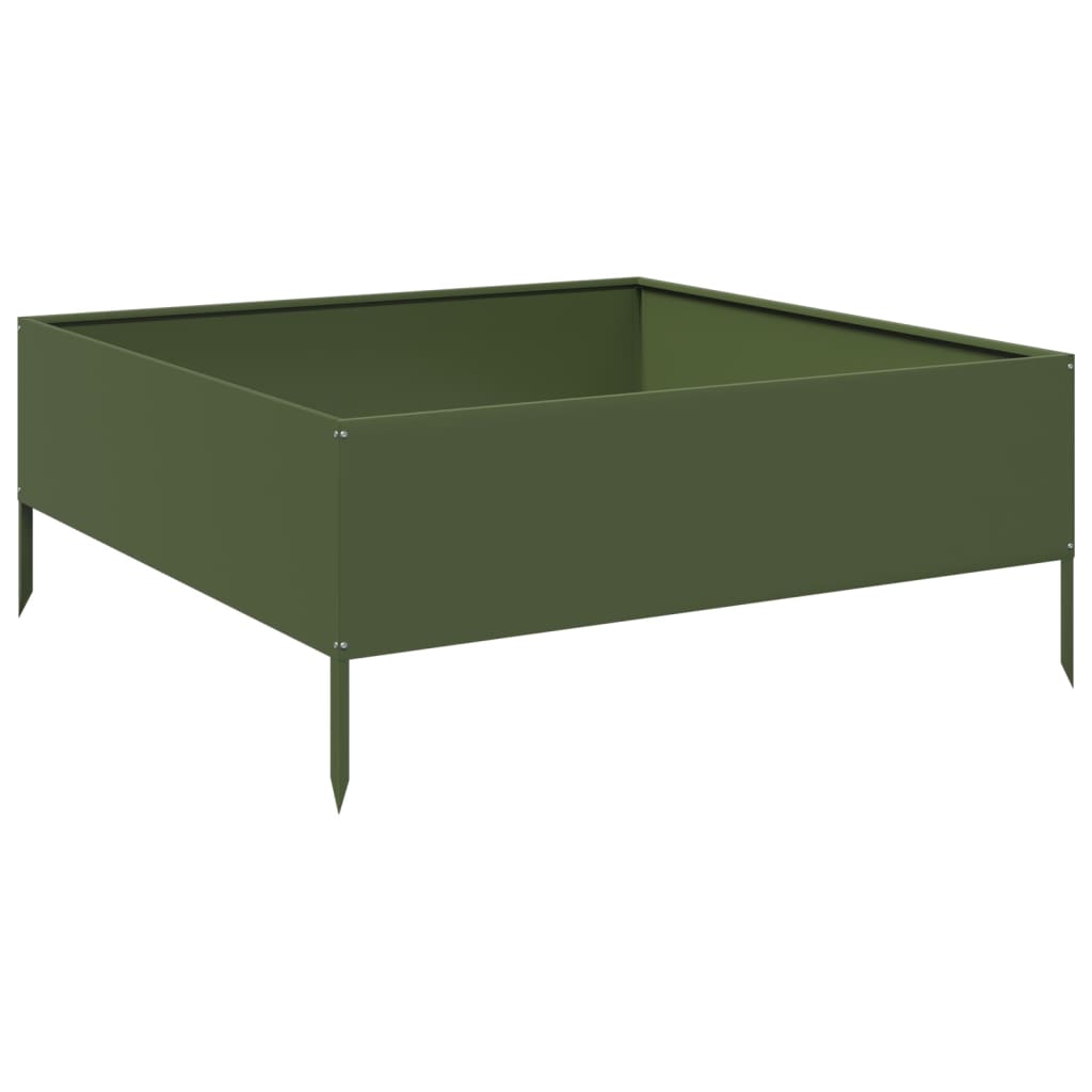 VidaXL jardinière surélevée 100x100x25 cm acier vert olive