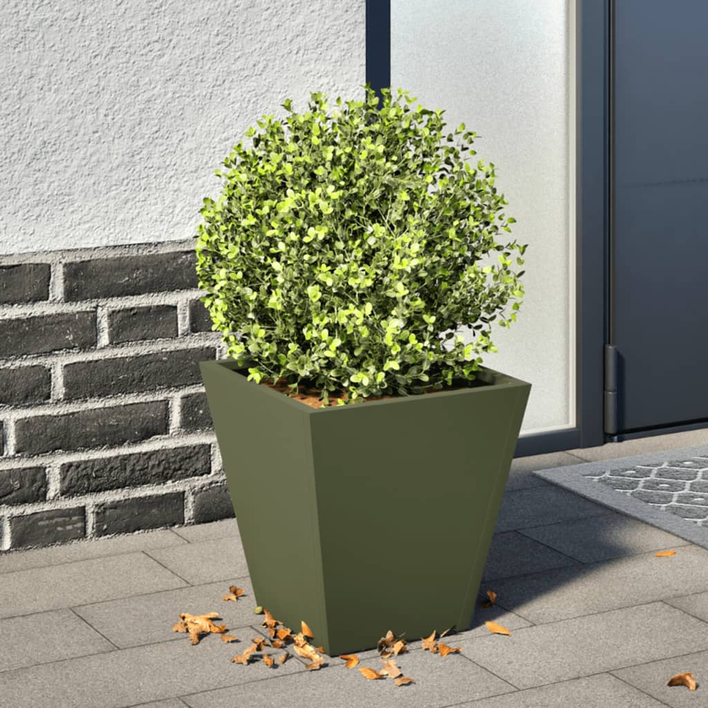 Vidaxl plantenbak 30x30x30 cm staal olijfgroen