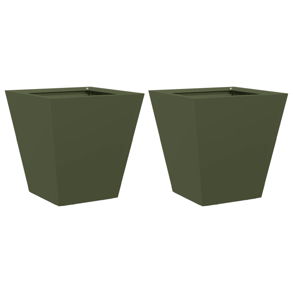 Vidaxx jardinières 2 pcs 30x30x30 cm acier vert olive