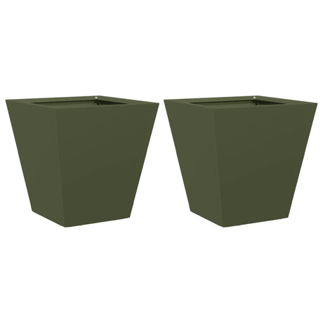 Vidaxx jardinières 2 pcs 30x30x30 cm acier vert olive