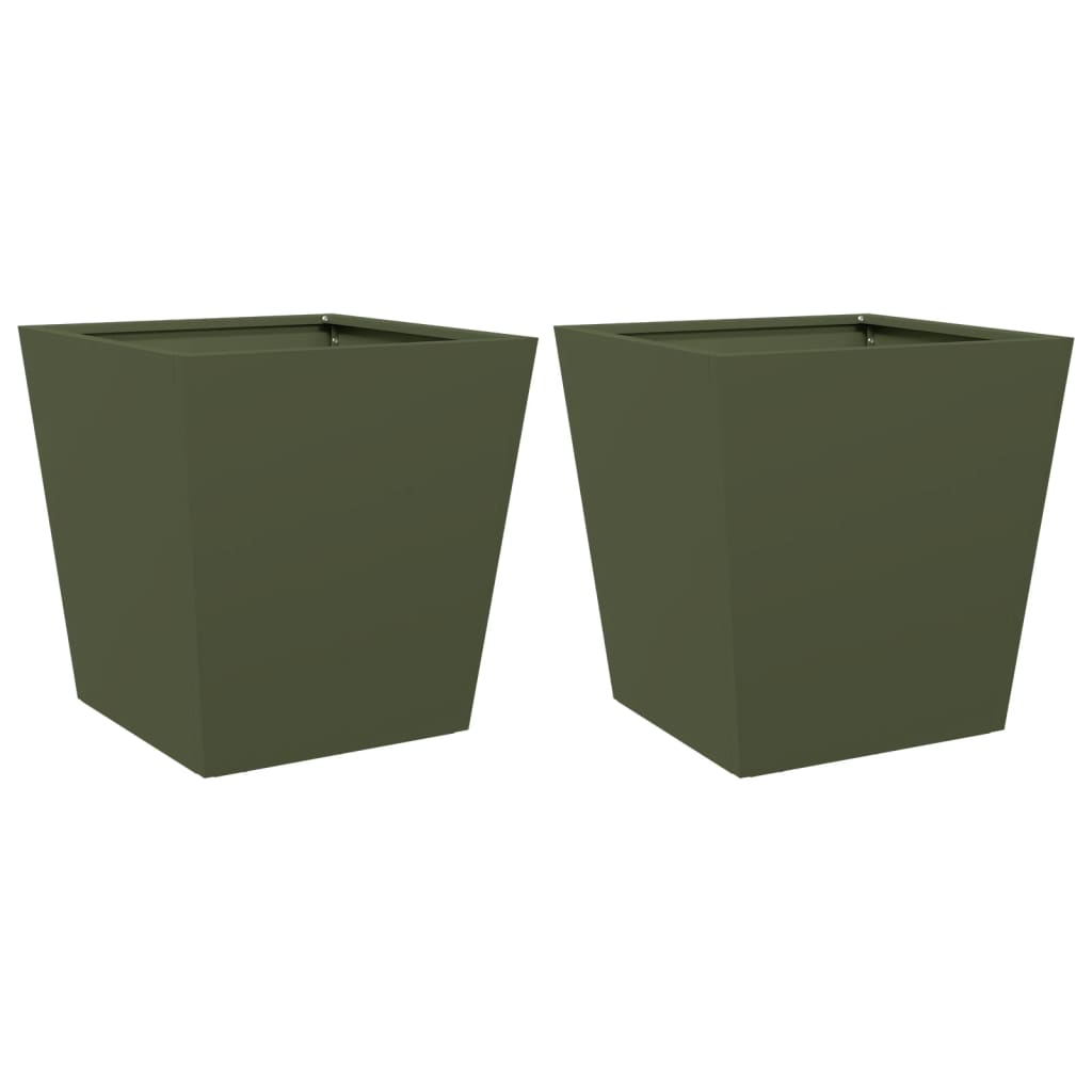 Vidaxx jardinières 2 pcs 40x40x40 cm acier vert olive