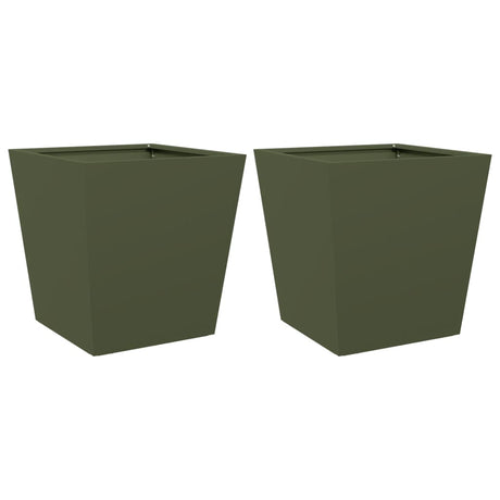 Vidaxx jardinières 2 pcs 40x40x40 cm acier vert olive