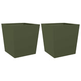 Vidaxx jardinières 2 pcs 50x50x50 cm acier vert olive