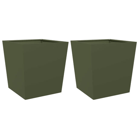 Vidaxx jardinières 2 pcs 50x50x50 cm acier vert olive