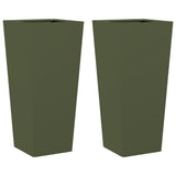 Vidaxx jardinières 2 pcs 35x35x75 cm acier vert olive