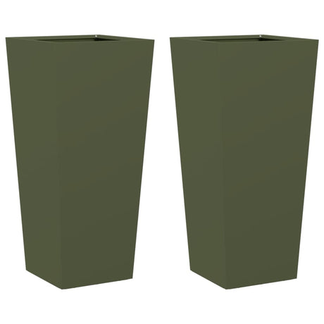 Vidaxx jardinières 2 pcs 35x35x75 cm acier vert olive