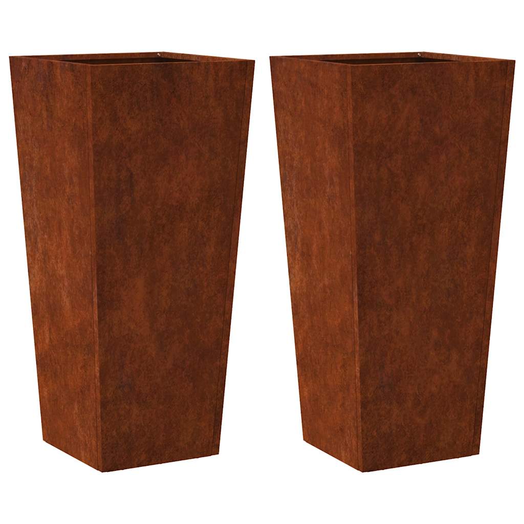 Vidaxx jardinières 2 pcs 35x35x75 cm acier résistant aux intempéries