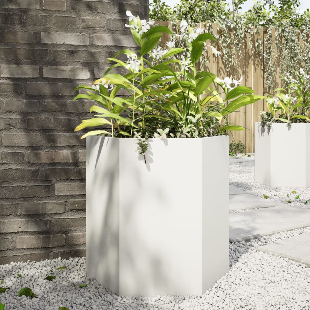 Vidaxx jardinière hexagone 46x40x45 cm acier blanc