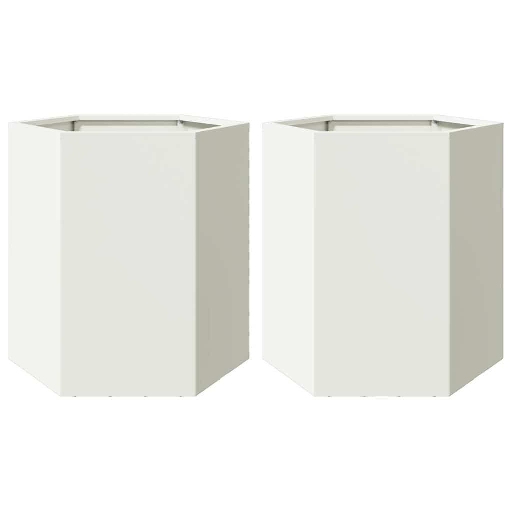 Vidaxx jardinières 2 pcs hexagone 46x40x45 cm acier blanc