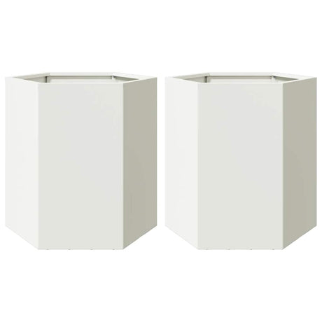 Vidaxx jardinières 2 pcs hexagone 46x40x45 cm acier blanc