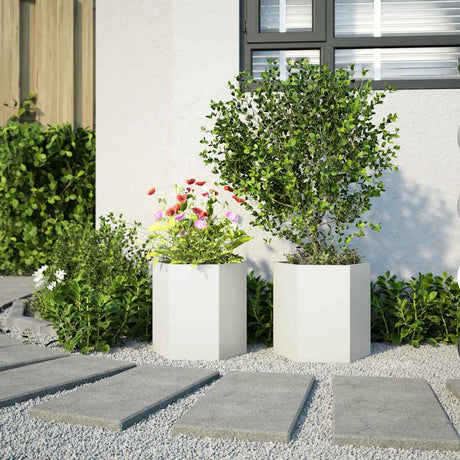 Vidaxx jardinières 2 pcs hexagone 46x40x45 cm acier blanc