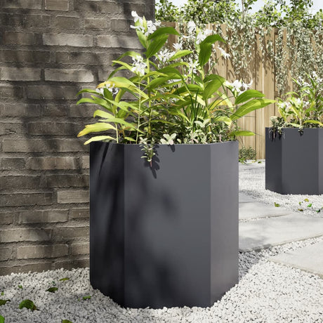 Vidaxx jardinière hexagone 46x40x45 cm acier anthracite